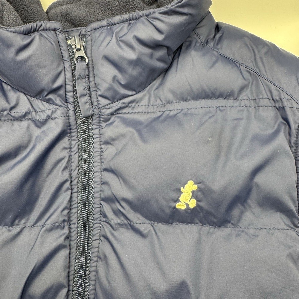 Disney Mickey Mouse Puffy Vest Navy Blue Size Medium Full Zip Fleece Lined - Picture 3 of 10